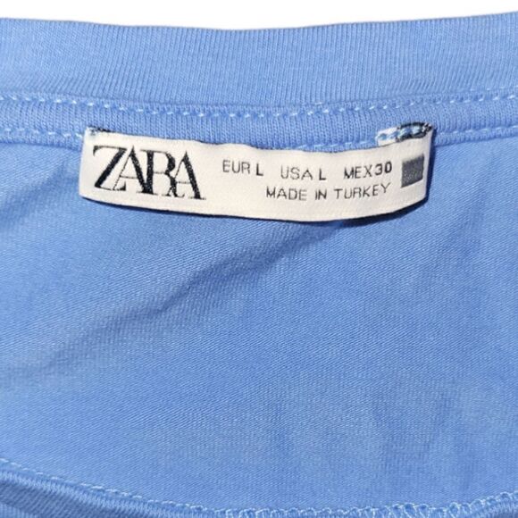 NWOT Zara Blue crop top with a round neckline L - Picture 3 of 6